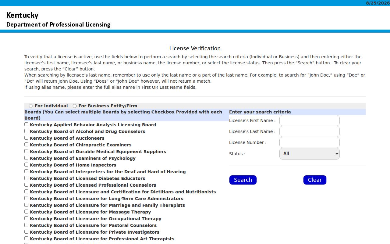 Frankfort residents directory professional license lookup